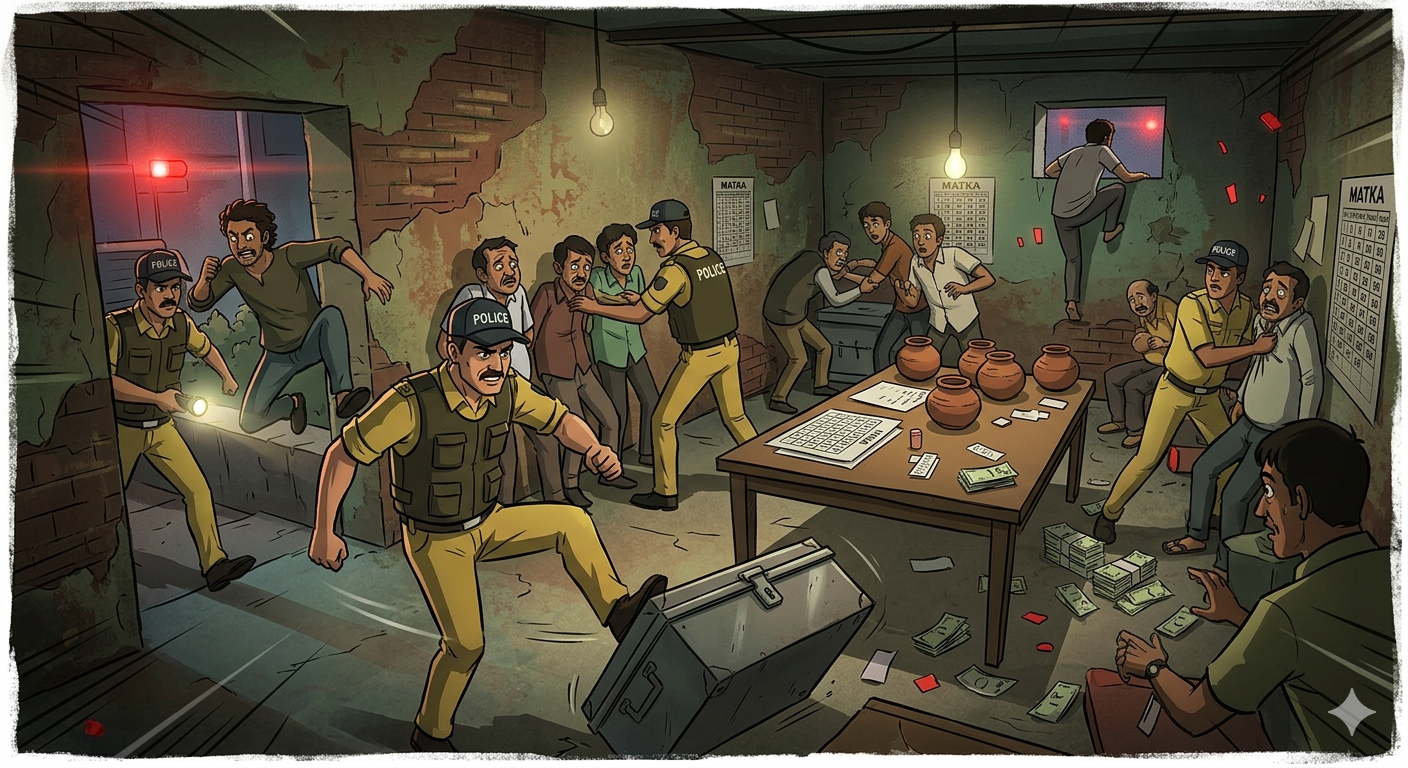 pimpri chinchwad-येलवाडी येथे नदीकाठी चालणाऱ्या मटका अड्ड्यावर छापा