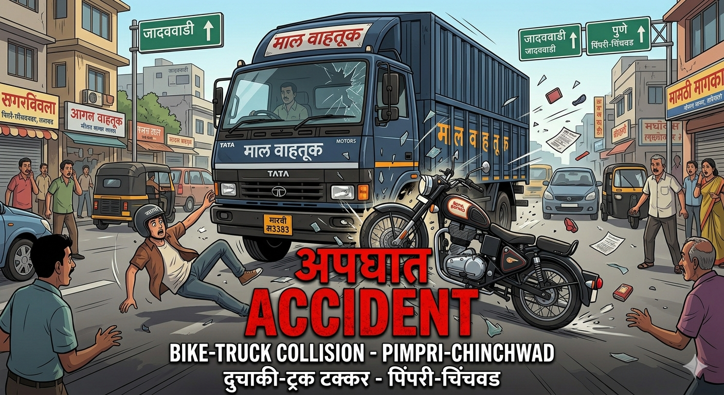 pimpri chinchwad-ट्रकच्या धडकेत दुचाकीस्वाराचा मृत्यू; चालकाला अटक