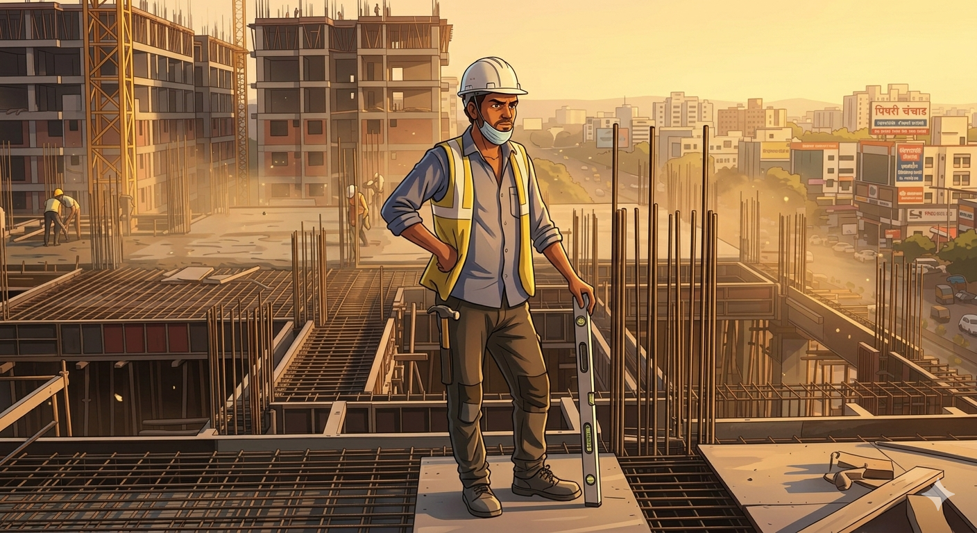 pimpri chinchwad -बांधकाम साईटवर पडून मजुराचा मृत्यू