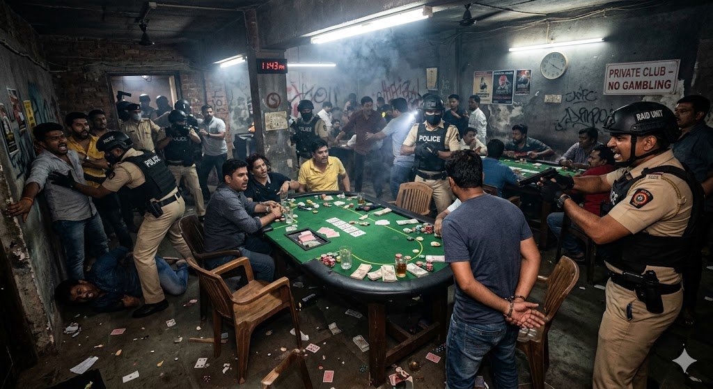 pimpri chinchwad crime-चाकणमध्ये जुगार अड्ड्यावर पोलिसांचा छापा; दोन जणांवर गुन्‍हा